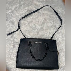 Michael Kors Black Kellen md satchel leather brand new with strap